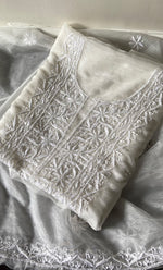 Load image into Gallery viewer, Women&#39;s Lakhnavi Handcrafted Organza Chikankari Unstitched Kurta and Dupatta set- HONC0249873
