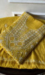 Load image into Gallery viewer, Women&#39;s Lakhnavi Handcrafted Tissue Chanderi Unstitched Chikankari Kurta And Dupatta Set - HONC0270060
