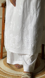 Load image into Gallery viewer, Women&#39;s Lakhnavi Handcrafted Cotton Chikankari Top And Palazzo Set - HONC0299588
