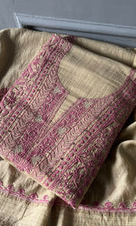 Load image into Gallery viewer, Women&#39;s Lakhnavi Handcrafted Maheshwari Mul Chanderi Unstitched Kurta And Dupatta Set - HONC0296946
