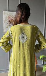 Load image into Gallery viewer, Women&#39;s Lakhnavi Handcrafted Modal Cotton Chikankari Kurta And Pant Set - HONC0300580
