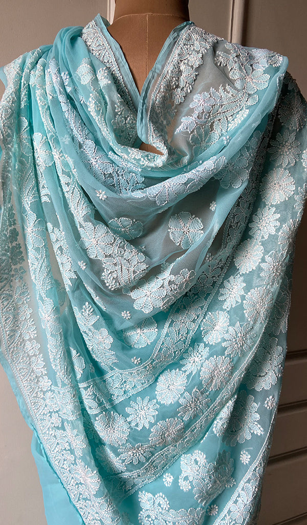 Women's Lakhnavi Handcrafted Faux-Georgette Chikankari Saree - HONC0228968