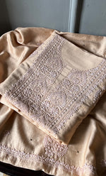 Load image into Gallery viewer, Baseema Women&#39;s Lucknowi Handcrafted Chanderi Silk Chikankari Full Suit Material - HONC0290039
