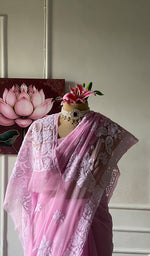Load image into Gallery viewer, Women's Lucknowi Handcrafted Faux-Georgette Chikankari Saree - HONC0348735