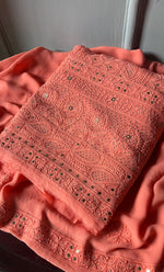 Load image into Gallery viewer, Women's Lakhnavi Handcrafted Viscose Georgette Chikankari Full Suit Material - HONC0271095