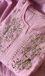 Load image into Gallery viewer, Women's Lakhnavi Handcrafted Mul Chanderi Semi - Stitched Kurta And Dupatta Set - HONC0288567