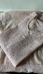 Load image into Gallery viewer, Women's Lakhnavi Handcrafted Mul Chanderi Semi - Stitched Chikankari Full Suit Material - HONC0355837