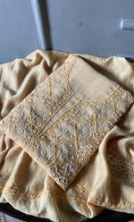 Load image into Gallery viewer, Women&#39;s Lakhnavi Handcrafted Mul Chanderi Unstitched Kurta And Dupatta Set- HONC0312989

