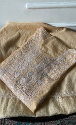 Load image into Gallery viewer, Women's Lakhnavi Handcrafted Mul Chanderi Semi - Stitched Kurta And Dupatta Set - HONC0295396