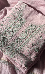 将图像加载到图库查看器中， Women's Lakhnavi Handcrafted Mul Chanderi Unstitched Kurta And Dupatta Set- HONC0273563