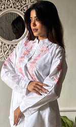 将图像加载到图库查看器中， Women&#39;s Lakhnavi Handcrafted Modal Cotton Chikankari Top - HONC0313722
