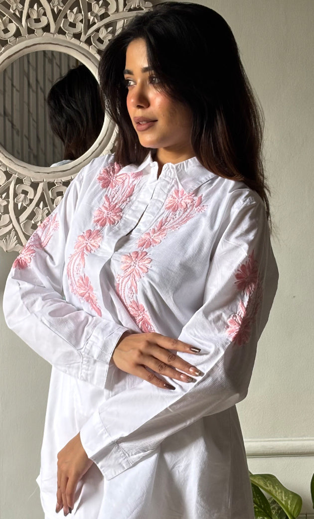 Women's Lakhnavi Handcrafted Modal Cotton Chikankari Top - HONC0313722