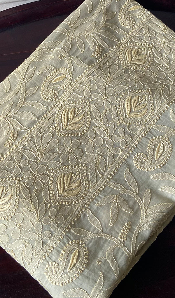 Women's Lakhnavi Handcrafted Cotton Chikankari Unstitched Kurti Fabric - HONC0348846