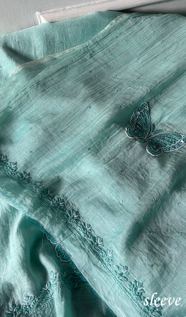 Titlee Women's Lakhnavi Handcrafted Mul Chanderi Unstitched Chikankari Full Suit Material - HONC0339577