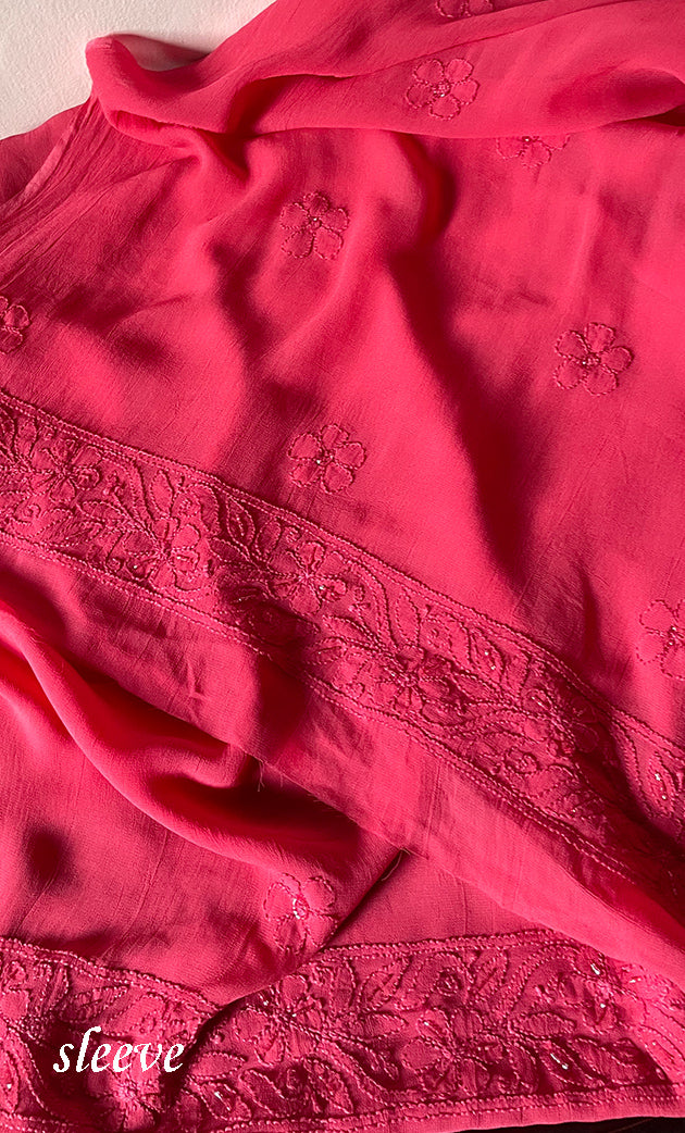 Women's Lakhnavi Handcrafted Viscose Georgette Chikankari Full Suit Material - HONC0299911