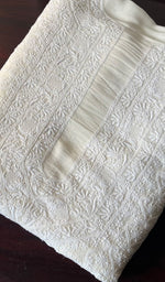 Load image into Gallery viewer, Lucknowi Handcrafted Pure Silk Georgette Chikankari Unstitched Men&#39;s Kurta Fabric - HONC026904
