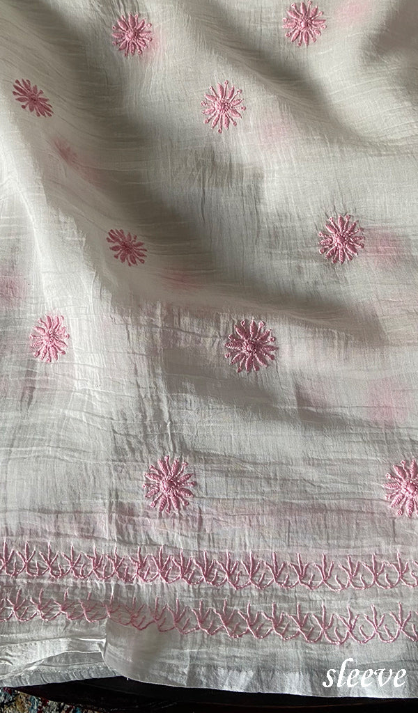 Women's Lakhnavi Handcrafted Mul Chanderi Unstitched Kurta And Dupatta Set - HONC0317226