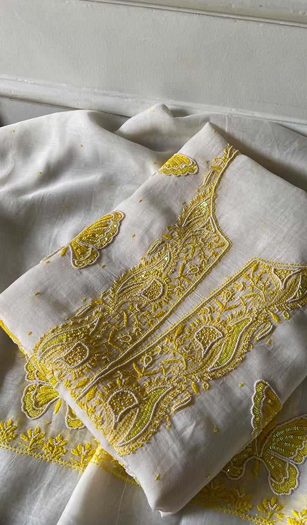 Titlee Women's Lakhnavi Handcrafted Mul Chanderi Unstitched Kurta And Dupatta Set - HONC0371202