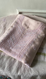Load image into Gallery viewer, Women's Lakhnavi Handcrafted Mul Chanderi Unstitched Chikankari Full Suit Material - HONC0298566