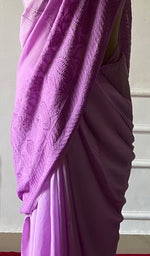 Load image into Gallery viewer, Women's Lakhnavi Handcrafted Viscose Georgette Chikankari Saree - HONC090396