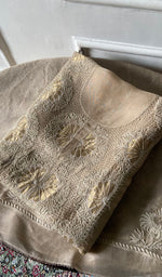将图像加载到图库查看器中， Women's Lakhnavi Handcrafted Pure Organza Chikankari Unstitched Kurta And Dupatta Set- HONC0341960