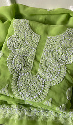 Load image into Gallery viewer, Women&#39;s Lucknowi Handcrafted Faux-Georgette Chikankari Suit Material - HONC0263013
