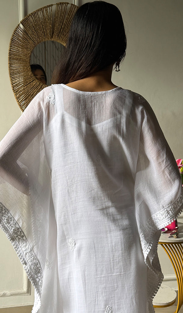 Women's Lucknowi Handcrafted Cotton Chikankari Kaftan - HONC0311105