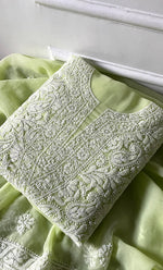 Load image into Gallery viewer, Women&#39;s Lucknowi Handcrafted Faux-Georgette Chikankari Suit Material - HONC0315340
