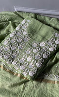 Jazba Women's Lakhnavi Handcrafted Mul Chanderi UnStitched Kurta And Dupatta Set - HONC0301690