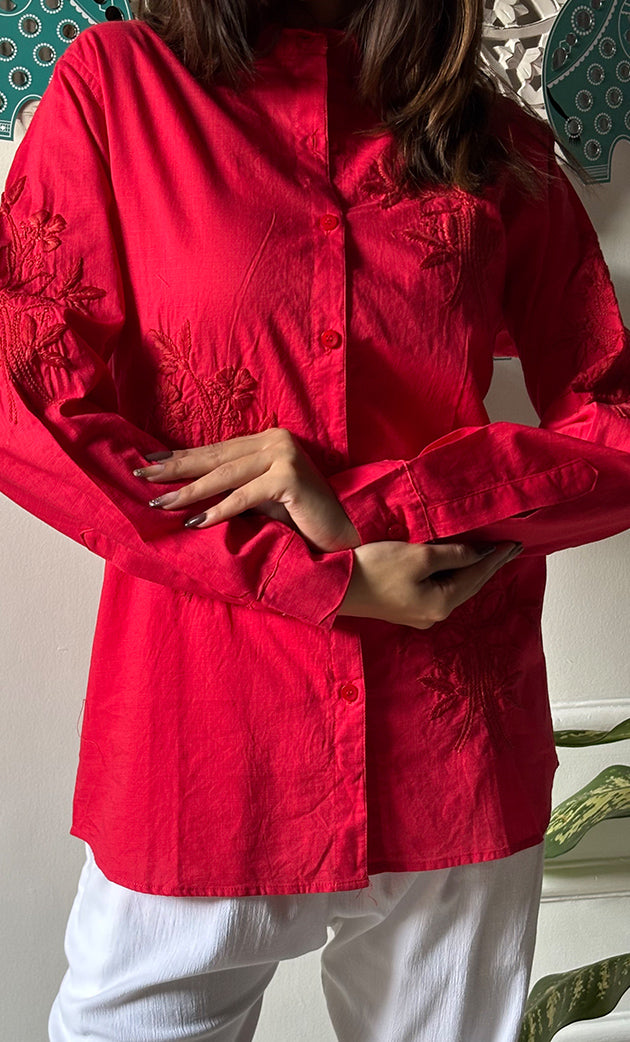 Women's Lakhnavi Handcrafted Cotton Chikankari Top - HONC0299406