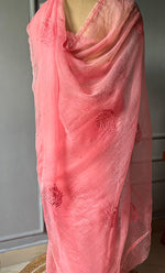 Load image into Gallery viewer, Amna Women&#39;s Lucknowi Handcrafted Pure Organza Silk Chikankari Saree - HONC0283192
