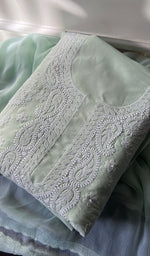 Load image into Gallery viewer, Women&#39;s Lakhnavi Handcrafted Unstitched Cotton Chikankari Suit Material - HONC0291825
