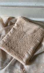 Load image into Gallery viewer, Women&#39;s Lakhnavi Handcrafted Organza Chikankari Unstitched Full Suit Material - HONC0271202
