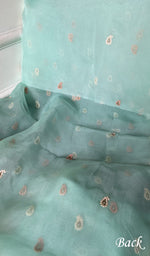 将图像加载到图库查看器中， Women's Lakhnavi Handcrafted Pure Organza Chikankari Unstitched Kurta And Dupatta Set- HONC0290506