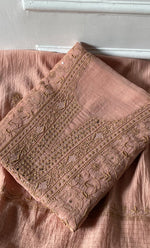 Load image into Gallery viewer, Women&#39;s Lakhnavi Handcrafted Maheshwari Mul Chanderi Unstitched Kurta And Dupatta Set - HONC0270061
