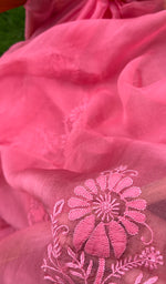 Load image into Gallery viewer, Women&#39;s Lucknowi Handcrafted Pure Organza Silk Chikankari SAREE - HONC0273031

