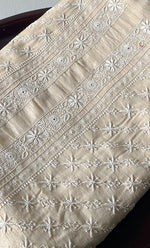 Load image into Gallery viewer, Lucknowi Handcrafted Munga Silk Chikankari Unstitched Men's Kurta Fabric - HONC0337756