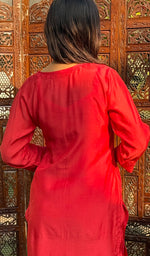 Load image into Gallery viewer, Women&#39;s Lucknowi Handcrafted Muslin Chikankari Kurti - HONC0153469
