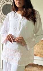 Load image into Gallery viewer, Women's Lakhnavi Handcrafted Modal Cotton Chikankari Top - HONC03088020