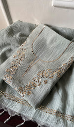 Load image into Gallery viewer, Women&#39;s Lakhnavi Handcrafted Unstitched  Mul Chanderi Kurta And Dupatta Set - HONC0271158
