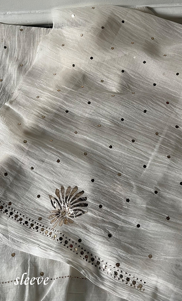 Women's Lakhnavi Handcrafted Mul Chanderi Unstitched Kurta And Dupatta Set- HONC0338716