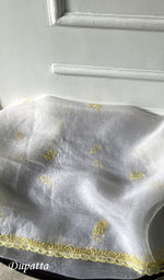 Load image into Gallery viewer, Women&#39;s Lakhnavi Handcrafted Pure Organza Chikankari Unstitched Kurta And Dupatta Set- HONC0316459

