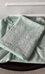 Load image into Gallery viewer, Women&#39;s Lakhnavi Handcrafted Mul Chanderi Unstitched Chikankari Full Suit Material - HONC0274498
