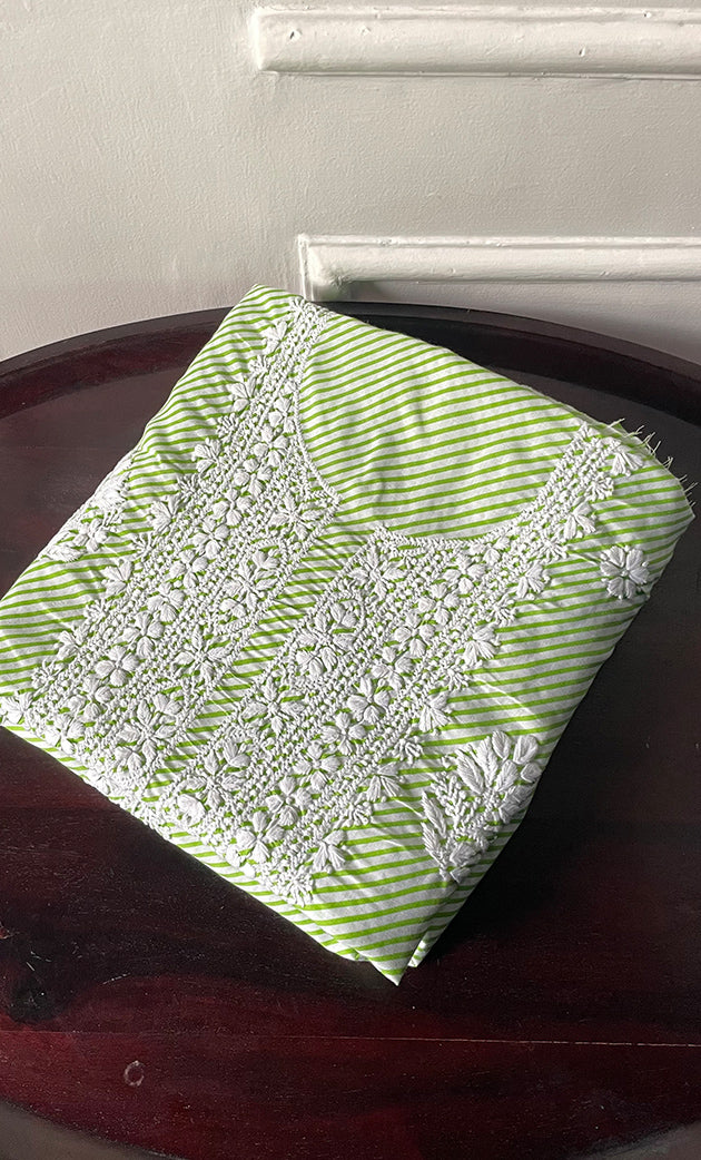 Shumaira Women's Lakhnavi Handcrafted Cotton Chikankari Unstitched Kurti Fabric - HONC0326386