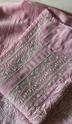 将图像加载到图库查看器中， Women's Lakhnavi Handcrafted Mul Chanderi Semi - Stitched Chikankari Full Suit Material - HONC0360100