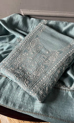 将图像加载到图库查看器中， Women&#39;s Lakhnavi Handcrafted Munga Silk Chikankari Kurta And Dupatta Set- HONC0275145
