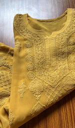 Load image into Gallery viewer, Umnaaz Women&#39;s Lakhnavi Handcrafted Viscose Georgette Chikankari Kurti- HONC0301078
