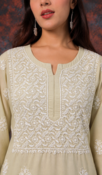 Gulnaaz Women's Lucknowi Handcrafted Mul Cotton Chikankari Kurti - HONC0161269