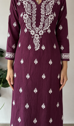 Women's Lucknowi Handcrafted Modal Cotton Chikankari Anarkali Dress - HONC0230991