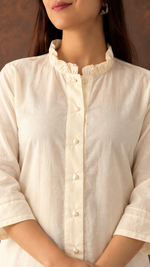 Women's Lakhnavi Handcrafted Cotton Chikankari Top And Palazzo Set - HONC01678